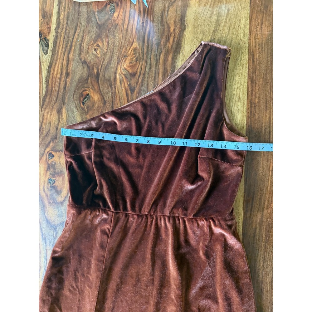 Baltic Born One Shoulder Velvet Maxi Dress Mahogany Brown Formal Gown Large - Picture 4 of 12